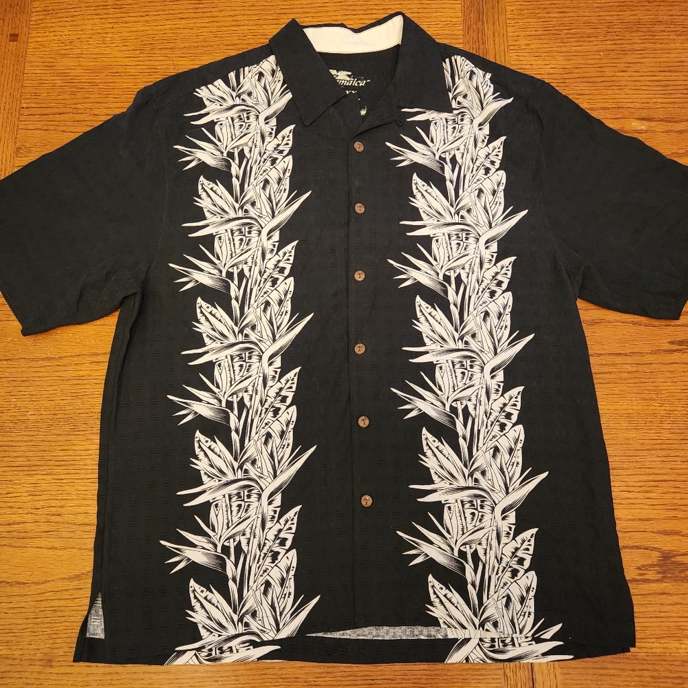 JAMAICA JAXX BLACK HAWAIIAN BUTTON UP SHIRT, L